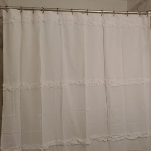 White Ruffled Curtain